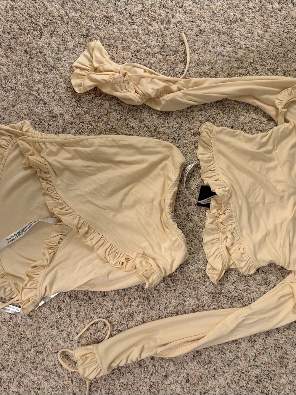 Ruffle-Trim Bandeau Top in Soft Cream